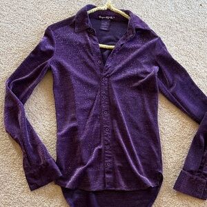 Cowgirl Tuff Shimmery Purple Button-Up pullover Top